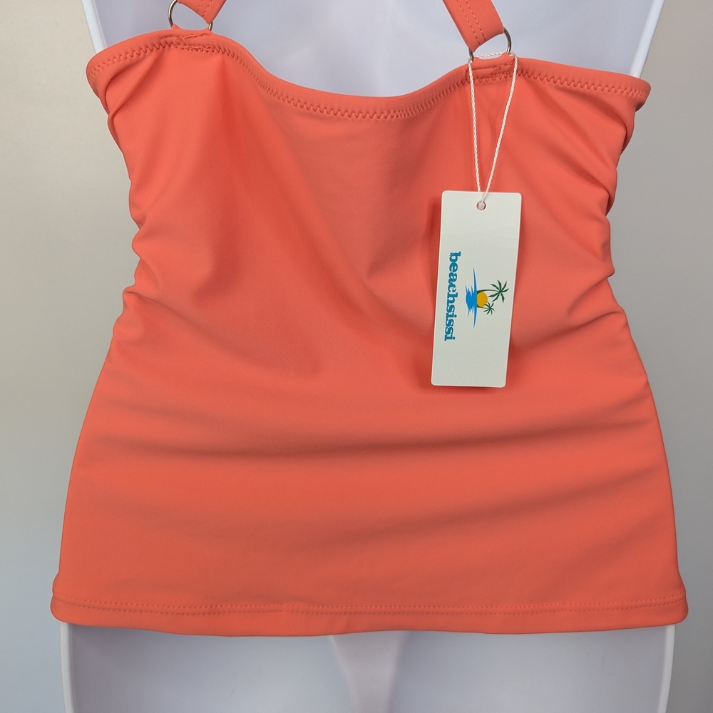 Beachsissi XL One Piece Tankini Top Adjustable Straps Coral NWT Bathing Suit - Picture 9 of 13